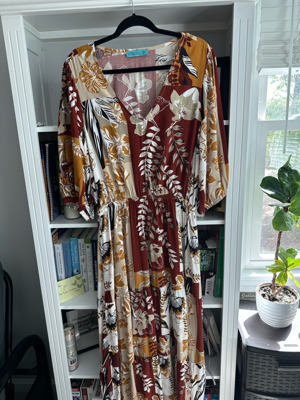 Boho Floral Maxi Dress in Rust & Mustard by SPIRITO